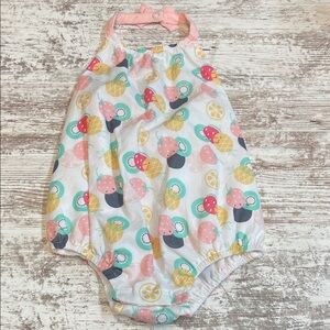 Colorful Fruit Print Kids Bodysuit Bubble Romper Strawberry Kiwi Pineapple 12m